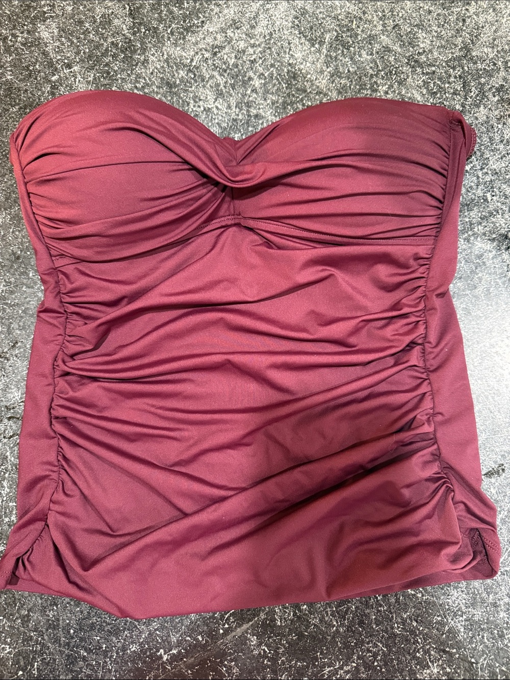 La Blanca Strapless Black Cherry Bandeau Tankini Top, Size 8